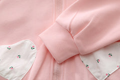 SSN040924-58 طقم بناتي قطن تقيل خريفي ربيعي 3 قطع ( جكيت + بلوزة+ بنطلون)