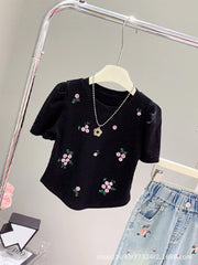 RM150424-35 طقم بناتي صيفي قطعتين ( بلوزة + بنطلون جينز )