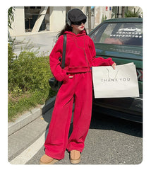 WZH191124-35 بدلة بناتي شتوية سميكة مبطنة فرو قطعتين ( بلوزة + بنطلون)