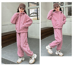 WZH191124-23 بدلة سميكة شتوي مبطنة فرو ( جكيت + بنطلون)