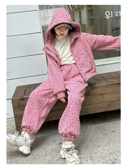 WZH191124-23 بدلة سميكة شتوي مبطنة فرو ( جكيت + بنطلون)