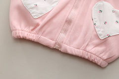 SSN040924-58 طقم بناتي قطن تقيل خريفي ربيعي 3 قطع ( جكيت + بلوزة+ بنطلون)