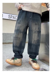 WZH301124-38 بنطلون جينز شتوي مبطن فرو