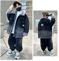 WZH301124-62 طقم شتوي ولادي مناسب للتلج وللبرد الشديد مبطن فرو بالكامل