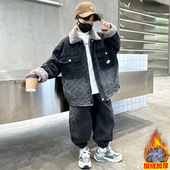 WZH301124-62 طقم شتوي ولادي مناسب للتلج وللبرد الشديد مبطن فرو بالكامل