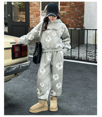 WZH191124-28 بدلة الشتاء والثلوج سميكة مبطنة فرو قطعتين ( بلوزة + بنطلون)