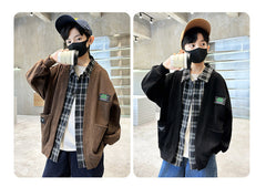 WZH301124-28 جكيت ولادي مع قبة قميص كروهات قطعة وحدة