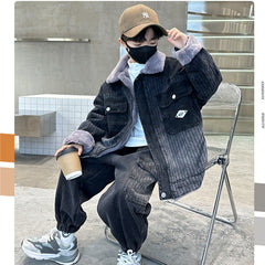 WZH301124-62 طقم شتوي ولادي مناسب للتلج وللبرد الشديد مبطن فرو بالكامل