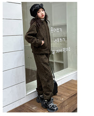 WZH191124-23 بدلة سميكة شتوي مبطنة فرو ( جكيت + بنطلون)