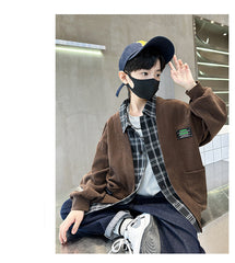 WZH301124-28 جكيت ولادي مع قبة قميص كروهات قطعة وحدة