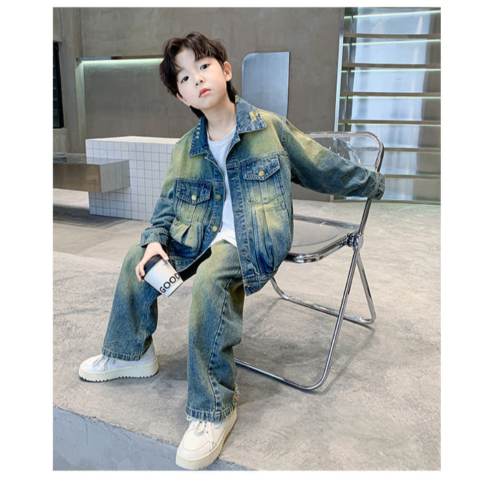 WZH301124-56 طقم جينز قطعتين( جكبت + بنطلون)