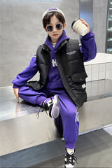 WZ261124-18 بدلة شتوي تقيلة 3 مبطنة فرو بالكامل ( بلوزة + بنطلون + فست نفخ)