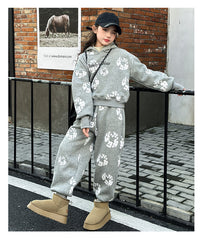 WZH191124-28 بدلة الشتاء والثلوج سميكة مبطنة فرو قطعتين ( بلوزة + بنطلون)