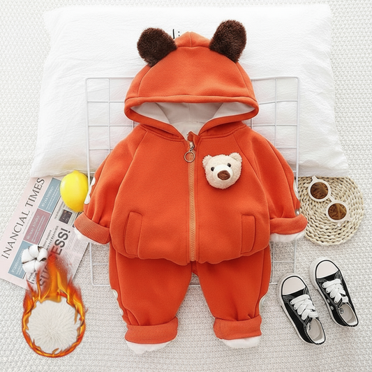 SSX220824-42 طقم ولادي قطعتين شتوي مبطن فرو دافي ( جكيت + بنطلون)