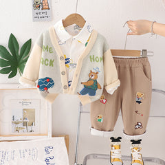 SSN040924-45 طقم تقيل خريفي شتوي ربيعي 3 قطع ( جكيت + قميص + بنطلون)