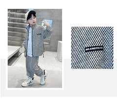 WZ261124-9 بدلة خريفي شتوي مصوفة تقيلة كتير قطعتين ( جكيت + بنطلون)