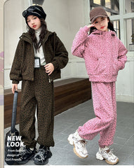 WZH191124-23 بدلة سميكة شتوي مبطنة فرو ( جكيت + بنطلون)