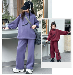 WZH191124-19 بدلة قطن تقيل شتوي ومبطنة من الداخل بالكامل فرو قطعتين ( بلوزة + بنطلون)