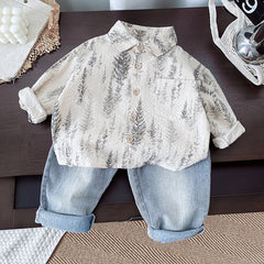 SSX220824-126 طقم قطعتين ( قميص + بنطلون جينز )