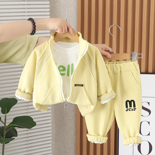 SSX220824-139 ترينج ربيعي خريفي قطن 3 قطع ( جكيت + بلوزة + بنطلون )