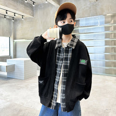 WZH301124-28 جكيت ولادي مع قبة قميص كروهات قطعة وحدة