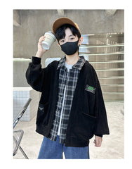 WZH301124-28 جكيت ولادي مع قبة قميص كروهات قطعة وحدة