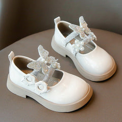 WDY260924-12 حذاء الفراشة بناتي مزين بالستراس للأعياد والمناسبات قالب مريح