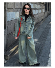 WZH191124-16 طقم جينز قطعتين ( جكيت + بنطلون )