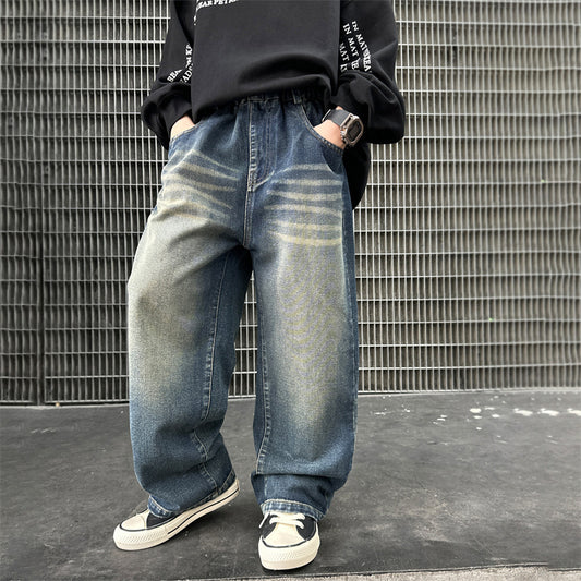 WZH301124-33 بنطلون جينز قصة عريضة