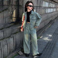 WZH191124-16 طقم جينز قطعتين ( جكيت + بنطلون )