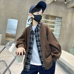 WZH301124-28 جكيت ولادي مع قبة قميص كروهات قطعة وحدة