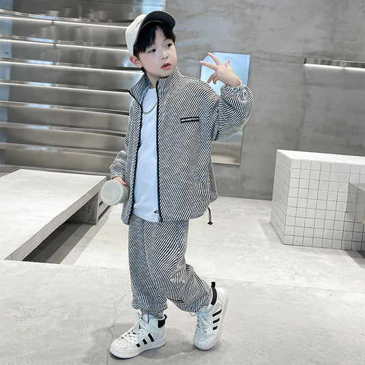 WZ261124-9 بدلة خريفي شتوي مصوفة تقيلة كتير قطعتين ( جكيت + بنطلون)