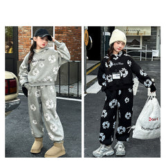 WZH191124-28 بدلة الشتاء والثلوج سميكة مبطنة فرو قطعتين ( بلوزة + بنطلون)