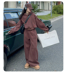 WZH191124-35 بدلة بناتي شتوية سميكة مبطنة فرو قطعتين ( بلوزة + بنطلون)