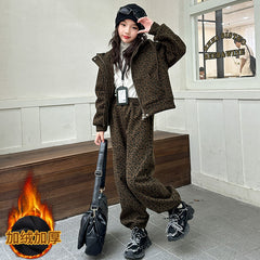 WZH191124-23 بدلة سميكة شتوي مبطنة فرو ( جكيت + بنطلون)