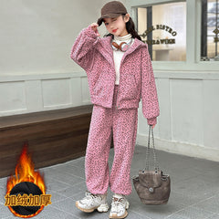 WZH191124-23 بدلة سميكة شتوي مبطنة فرو ( جكيت + بنطلون)