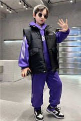 WZ261124-18 بدلة شتوي تقيلة 3 مبطنة فرو بالكامل ( بلوزة + بنطلون + فست نفخ)