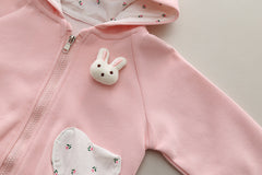 SSN040924-58 طقم بناتي قطن تقيل خريفي ربيعي 3 قطع ( جكيت + بلوزة+ بنطلون)