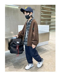 WZH301124-28 جكيت ولادي مع قبة قميص كروهات قطعة وحدة