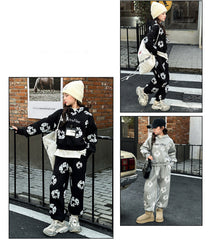 WZH191124-28 بدلة الشتاء والثلوج سميكة مبطنة فرو قطعتين ( بلوزة + بنطلون)