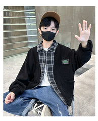 WZH301124-28 جكيت ولادي مع قبة قميص كروهات قطعة وحدة