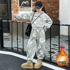 WZH191124-28 بدلة الشتاء والثلوج سميكة مبطنة فرو قطعتين ( بلوزة + بنطلون)