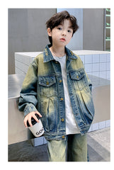 WZH301124-56 طقم جينز قطعتين( جكبت + بنطلون)