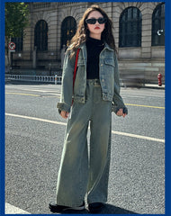 WZH191124-16 طقم جينز قطعتين ( جكيت + بنطلون )