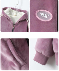 HBC040924-12 طقم شتوي مخمل ومبطن فرو بالكامل قطعتين ( جكيت + بنطلون)