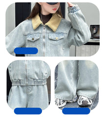 WZH191124-14 طقم جينز شتوي مبطن فرو قطعتين ( جكيت مبطن + بنطلون مبطن)