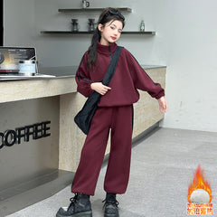 WZH191124-19 بدلة قطن تقيل شتوي ومبطنة من الداخل بالكامل فرو قطعتين ( بلوزة + بنطلون)