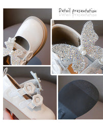 WDY260924-12 حذاء الفراشة بناتي مزين بالستراس للأعياد والمناسبات قالب مريح