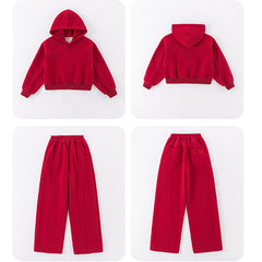 WZH191124-35 بدلة بناتي شتوية سميكة مبطنة فرو قطعتين ( بلوزة + بنطلون)