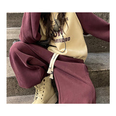 WZH191124-44 بدلة شتوي سميكة مبطنة فرو بالكامل قطعتين ( بلوزة + بنطلون)